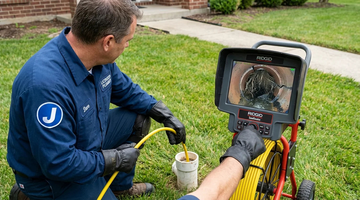 Sewer camera inspection being performed by Johns Plumbing LLC in Knox City